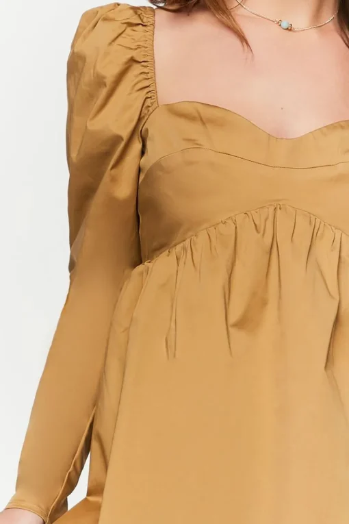 Long-Sleeve Babydoll Mini Dress