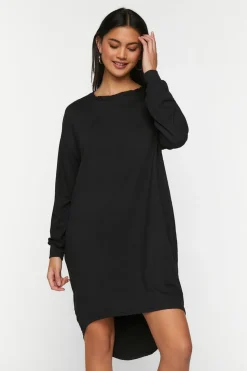 Long-Sleeve High-Low T-Shirt Dress