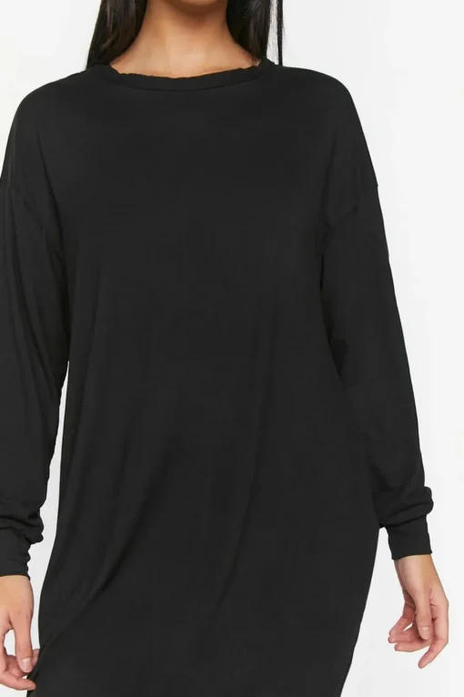 Long-Sleeve High-Low T-Shirt Dress