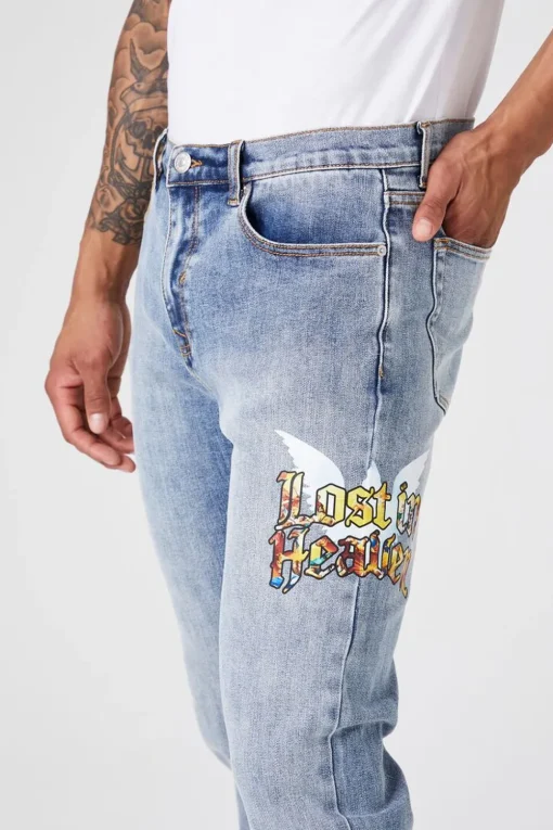 Lost In Heaven Graphic Slim Jeans