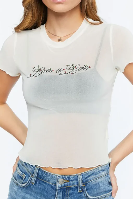 Love Is Love Embroidered Mesh Tee