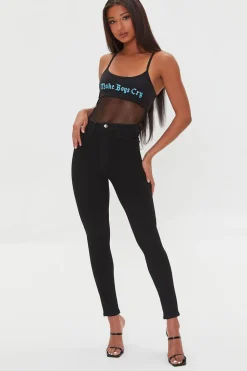 Make Boys Cry Graphic Mesh Bodysuit