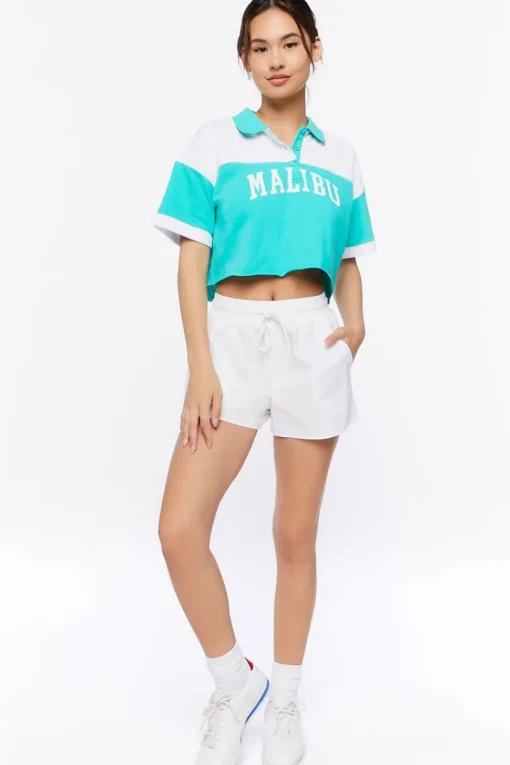 Malibu Graphic Cropped Polo Shirt