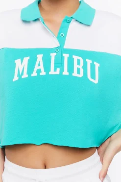 Malibu Graphic Cropped Polo Shirt
