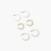 Marble Open-End Hoop Earring Set