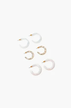 Marble Open-End Hoop Earring Set