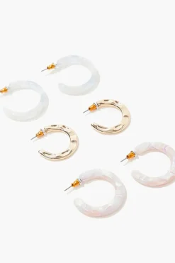 Marble Open-End Hoop Earring Set