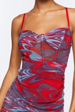 Marble Print Bustier Mini Dress