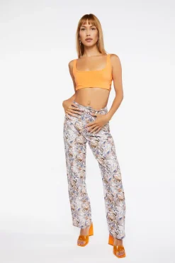 Marble Print Canvas Pants