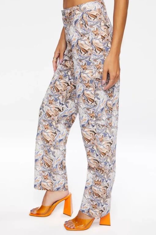 Marble Print Canvas Pants