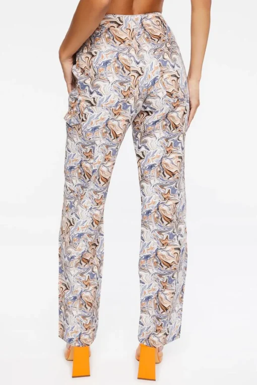 Marble Print Canvas Pants