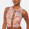 Marble Print Cutout Tank Top