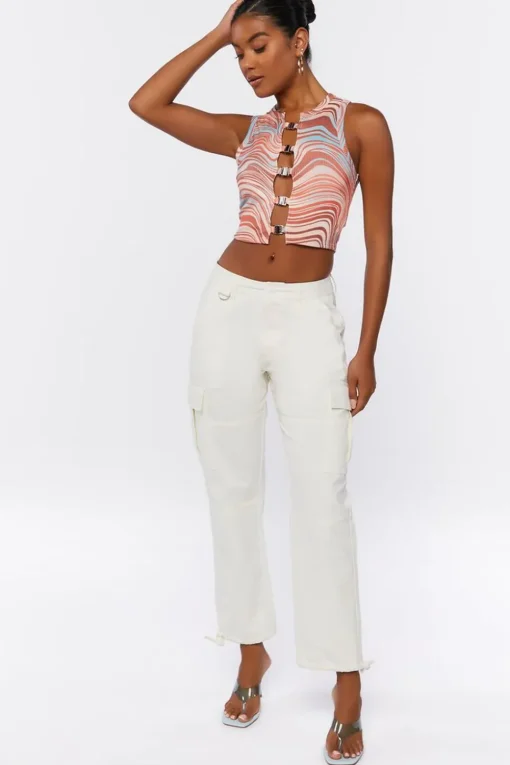 Marble Print Cutout Tank Top