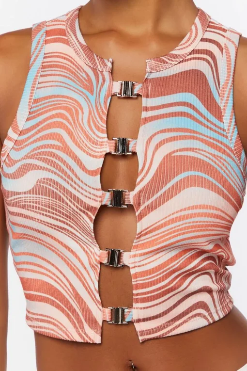 Marble Print Cutout Tank Top