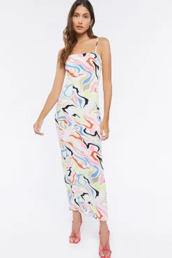 Marble Print Midi Cami Dress