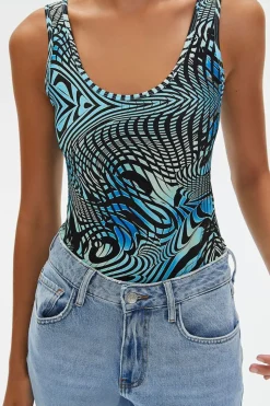 Marble Print Tank Bodysuit