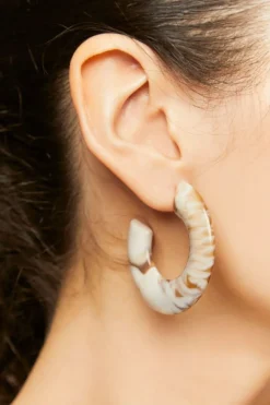 Marbled Wide-Band Hoop Earrings