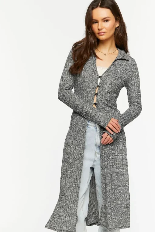 Marled Longline Cardigan Sweater
