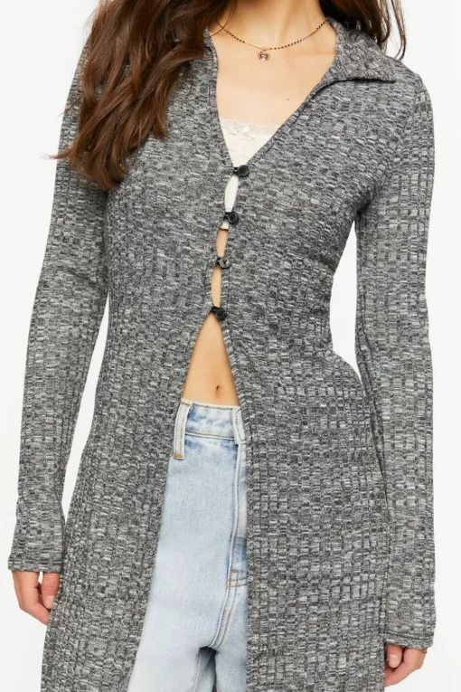Marled Longline Cardigan Sweater