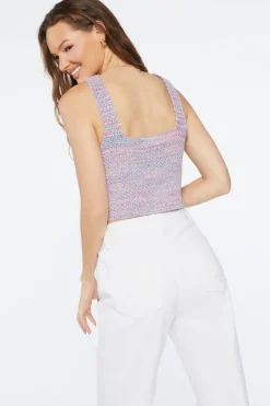 Marled Sweater-Knit Crop Top