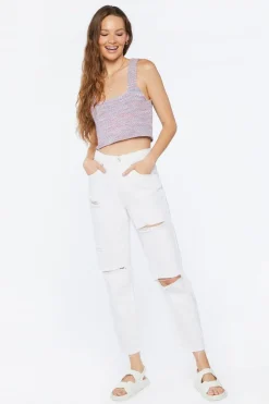 Marled Sweater-Knit Crop Top