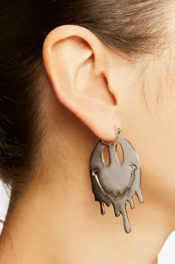 Melting Happy Face Hoop Earrings