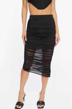 Mesh Bodycon Midi Skirt
