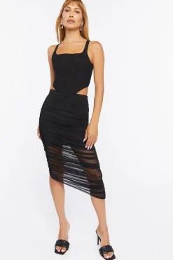 Mesh Bodycon Midi Skirt