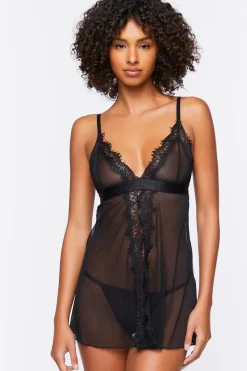 Mesh Cami & Thong Lingerie Set