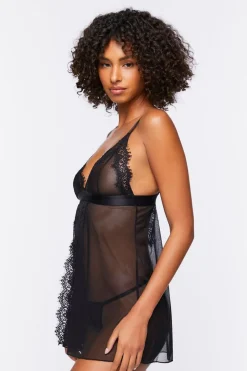 Mesh Cami & Thong Lingerie Set