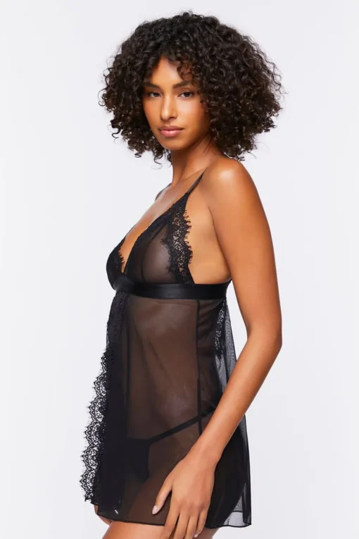 Mesh Cami & Thong Lingerie Set