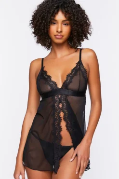 Mesh Cami & Thong Lingerie Set