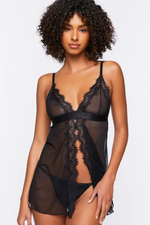 Mesh Cami & Thong Lingerie Set
