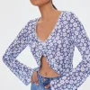 Mesh Floral Print Crop Top