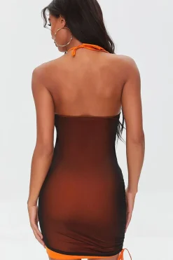 Mesh Halter Mini Dress