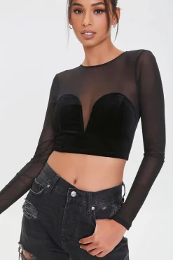 Mesh Illusion Crop Top