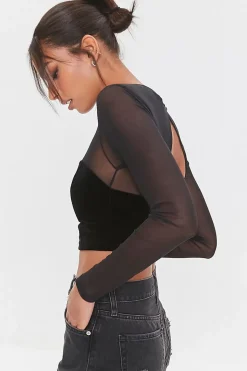 Mesh Illusion Crop Top