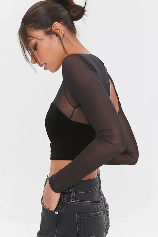 Mesh Illusion Crop Top