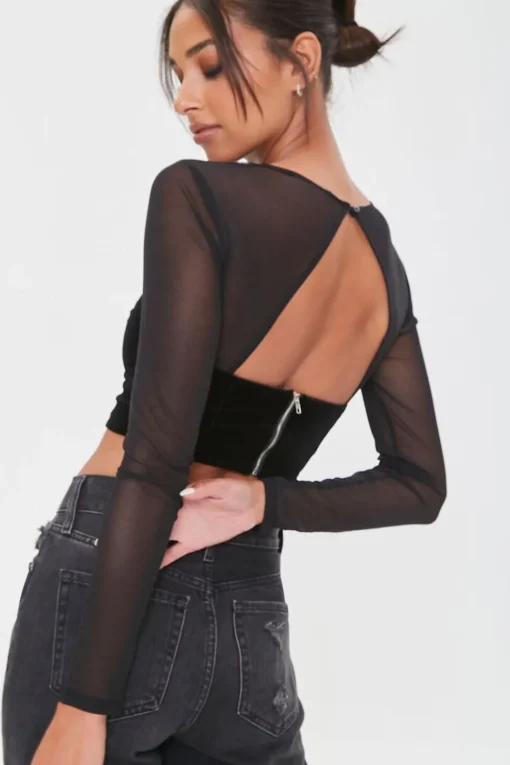 Mesh Illusion Crop Top