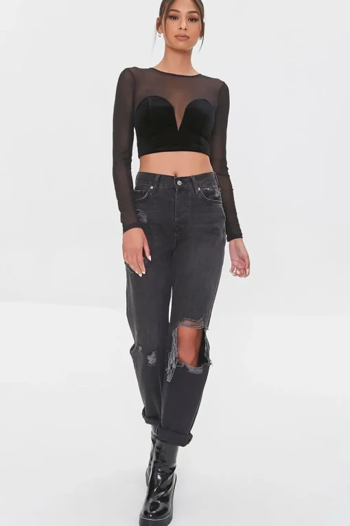 Mesh Illusion Crop Top