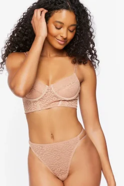 Mesh Leopard Print Thong Panties
