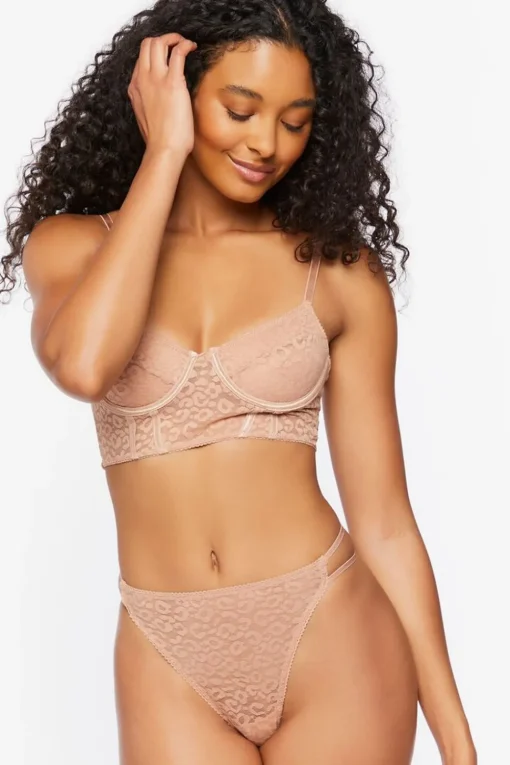 Mesh Leopard Print Thong Panties