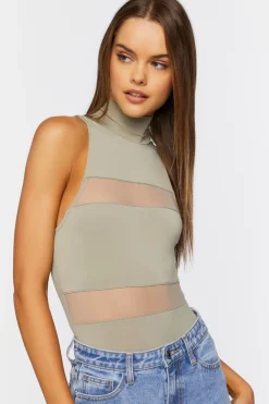 Mesh Mock Neck Bodysuit