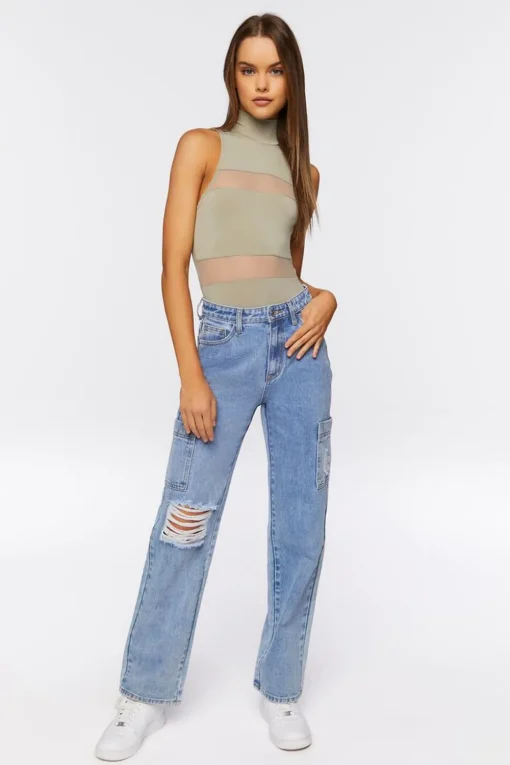 Mesh Mock Neck Bodysuit