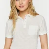 Mesh Netted Cropped Polo Shirt
