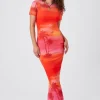 Mesh Palm Tree Midi Dress