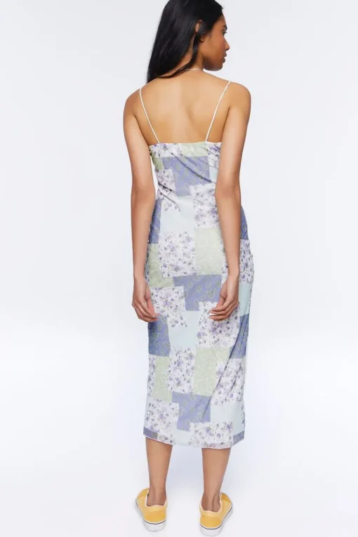 Mesh Patchwork Midi Dress