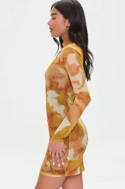 Mesh Watercolor Print Dress