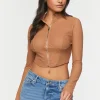 Mesh Zip-Up Crop Top