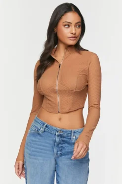 Mesh Zip-Up Crop Top
